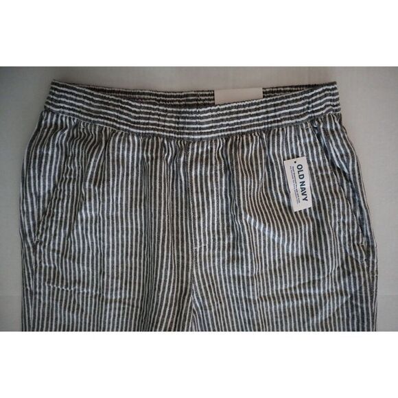 Old Navy 792007 Women's Sz XS Gray/White Striped High Rise Wide Leg Linen Pants - Picture 5 of 12